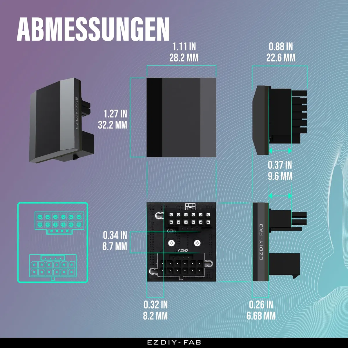 EZDIY-FAB 12VHPWR 12+4 Pin Winkelstecker Stromadapter Slim Type für RTX40' Serie Grafikkarten,Unterstützt 600W Leistung,Kompatibel zu RTX4090,4080,4070ti -180 Grad RVS Typ-Schwarz