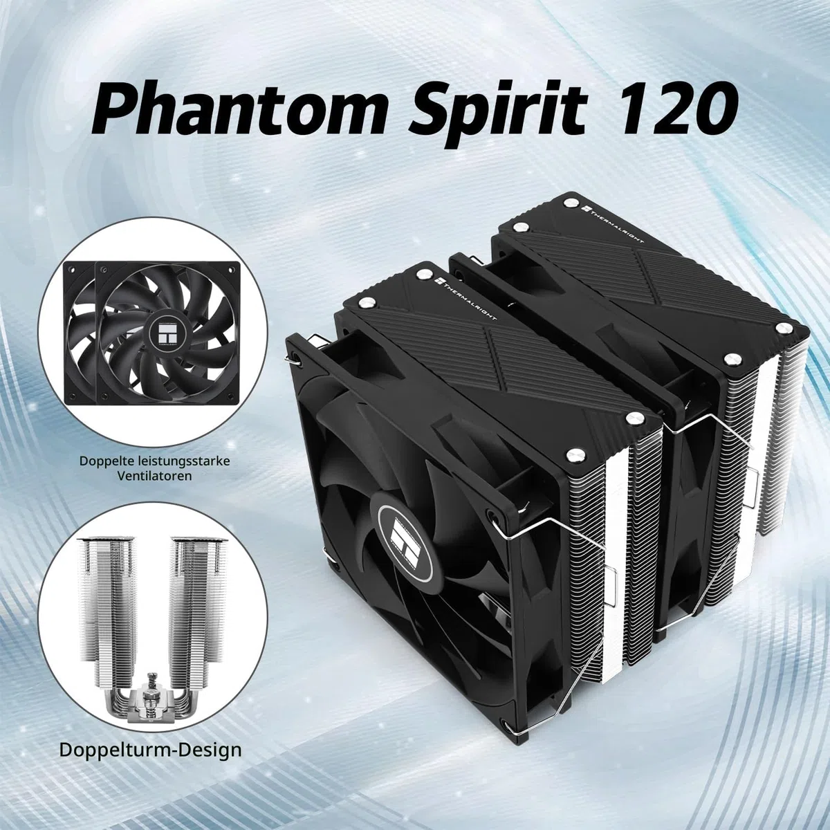 TR Phantom Spirit 120 CPU-Luftkühler, 7 Heatpipes, 157 x 120 x 157 mm, 1500 U/min, 66.17 CFM, für AMD AM4 AM5/Intel 1700/1150/1151/1200, Desktop, Server