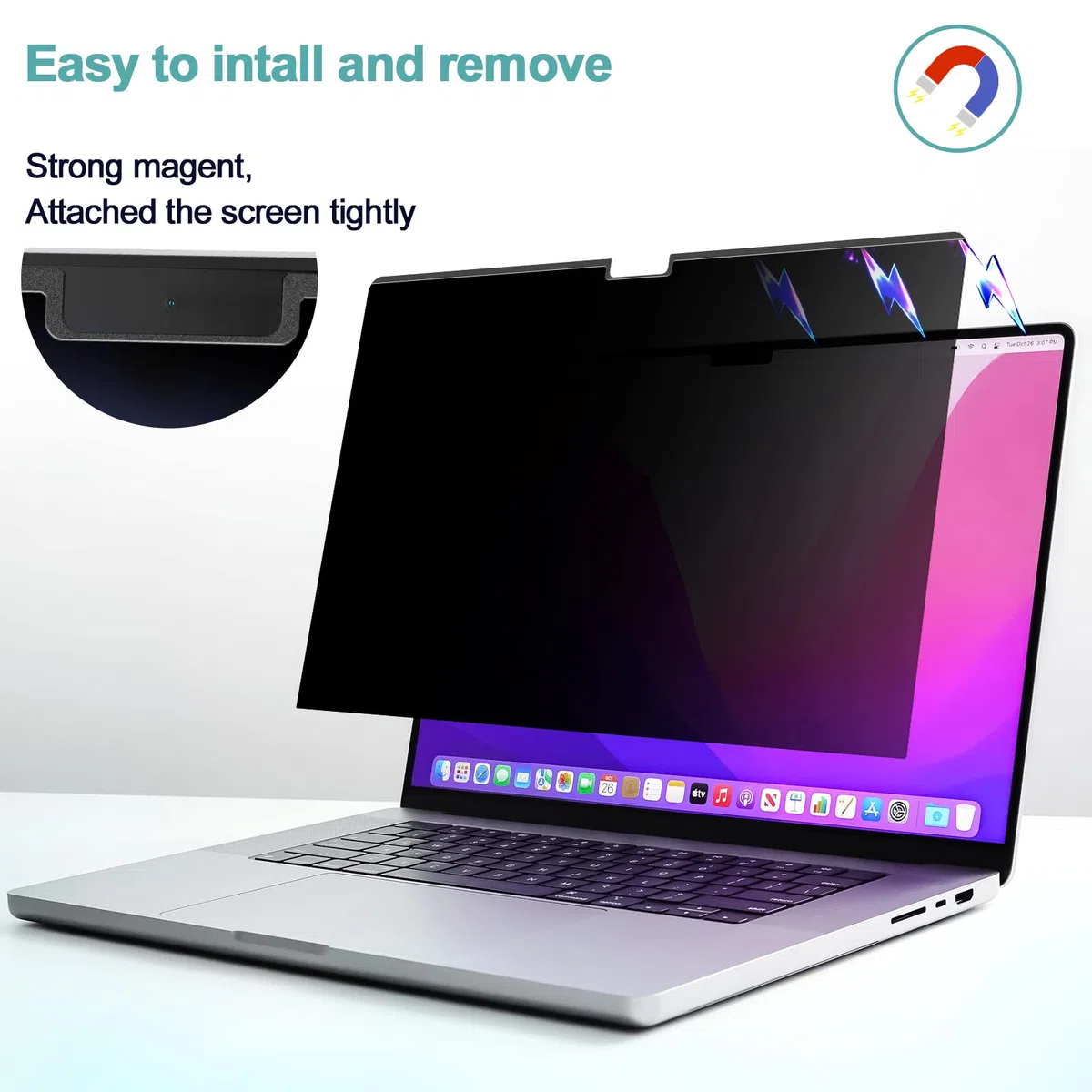 IPROKKO Magnetischer Blickschutzfilter MacBook Pro 14 Zoll 2026-2021 (M5/M4/M3/M2/M1), Abnehmbar Anti Glare Blaulicht Mac Blickschutzfolie Sichtschutz Sichtschutzfilter Laptop Privacy Screen Protector