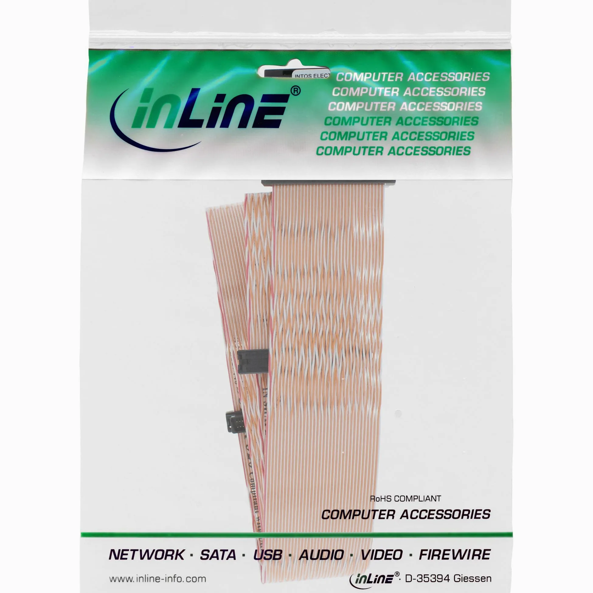 InLine 29953A SCSI U320 Flachbandkabel, 68pol, 3 Abgriffe, für 2 Geräte, mit Terminator