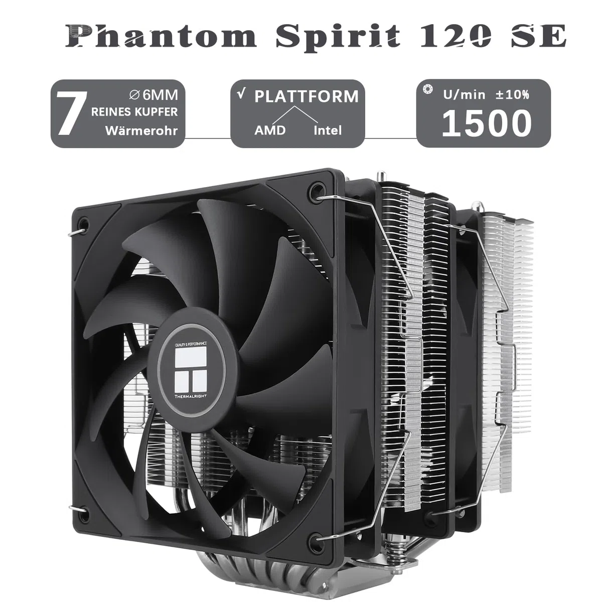 TR-Thermalright Phantom Spirit 120 SE CPU Kühler,Doppelturm mit 7 Heatpipes,Dual TL-C12B V2 CPU Lüfter für AM5/AM4, Intel lga1851/1700/115x/1200,154mm High PC Kühlung