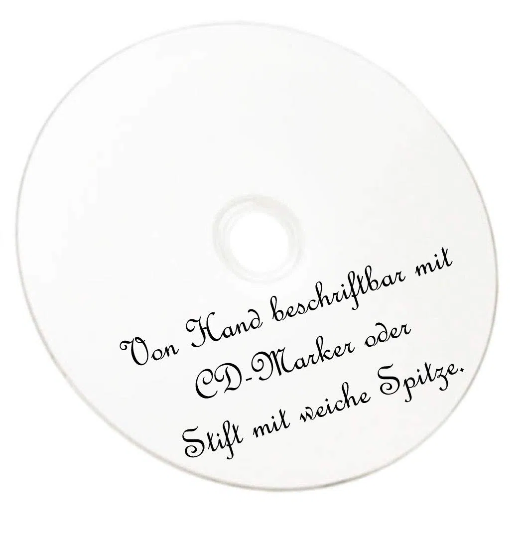 CD-R Rohlinge 80min/700MB mit bedruckbarer Oberfläche weiß für Tintenstrahldrucker - 100 Stück in Folie + 100er Pack CD Fensterpapierhüllen