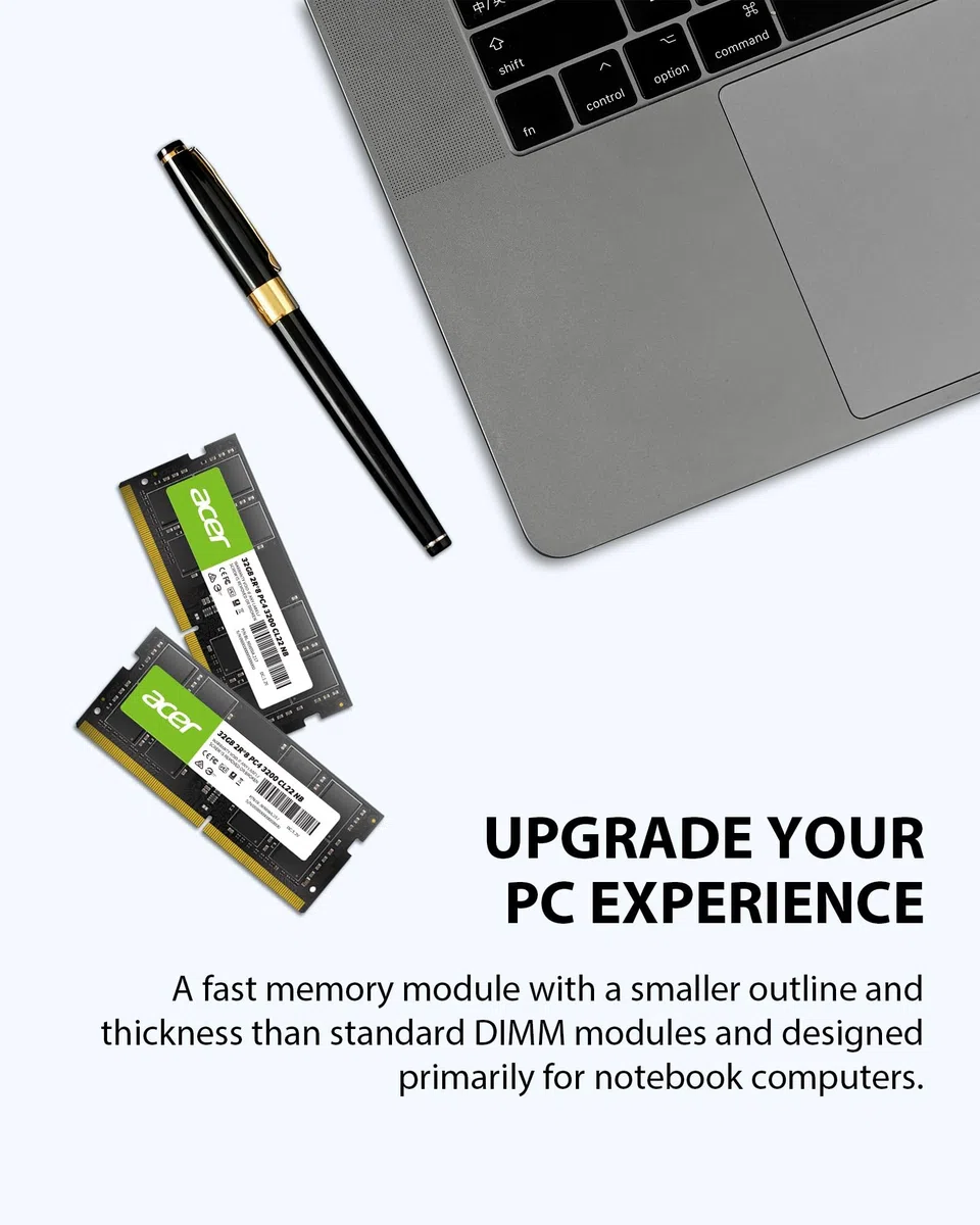 Acer SD100 32GB DDR4 SODIMM 3200MHz CL22-260-Pin Computer RAM - Low Voltage Speichermodul - PC Arbeitsspeicher für Laptop & Notebook Upgrade (Single)