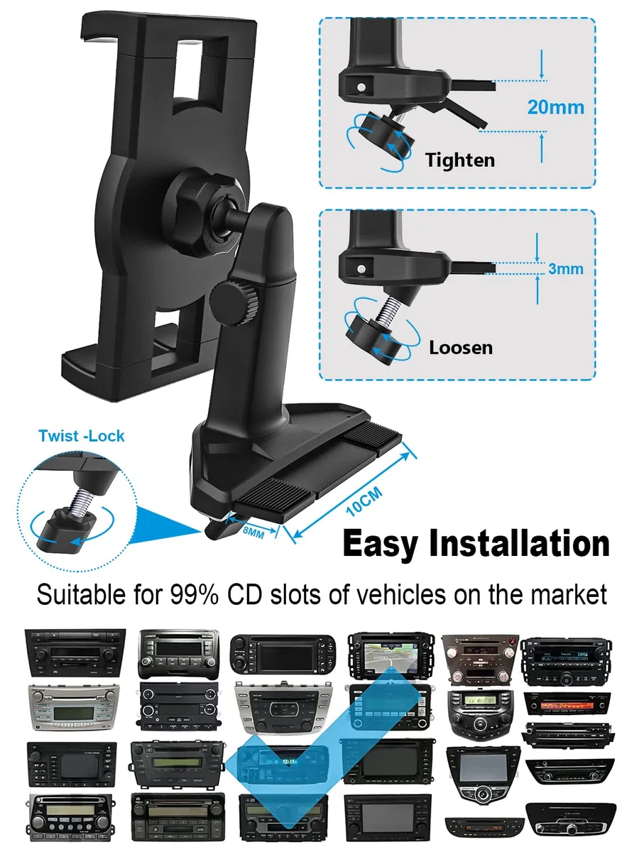 Oilcan Auto CD Schlitz Tablet Halterung, CD Player Tablet Autohalterung Vorne mit Upgrade-Teleskop-Arm, CD Slot Holder für iPad Pro Air Mini, Galaxy Tab, Kindle, iPhone 4-12.9" Handys & Tablets