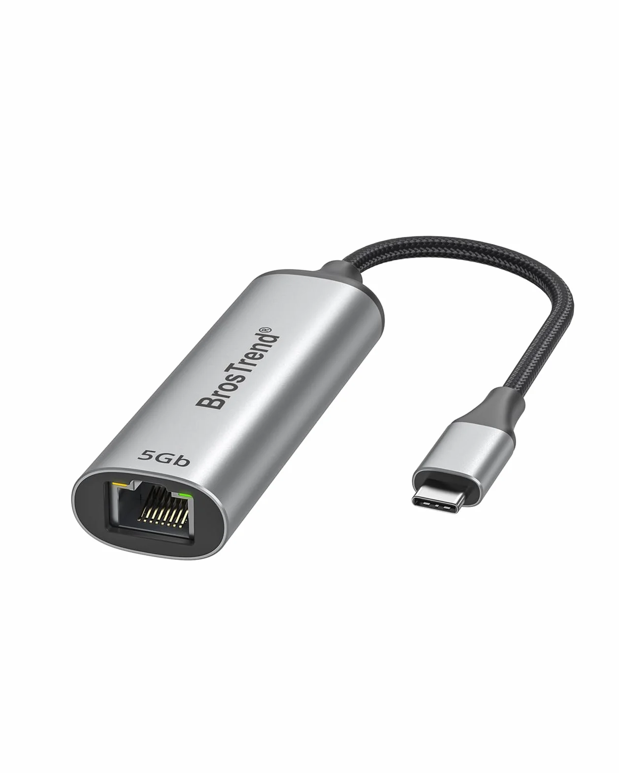 BrosTrend 5Gbps USB C LAN Adapter, 5000Mbit/s USB Ethernet Adapter Netzwerkadapter Plug-and-Play für Windows, MacOS iOS, Linux etc. kompatibel mit PC, MacBook iPad (Thunderbolt 5/4/3), Lifetime-Schutz