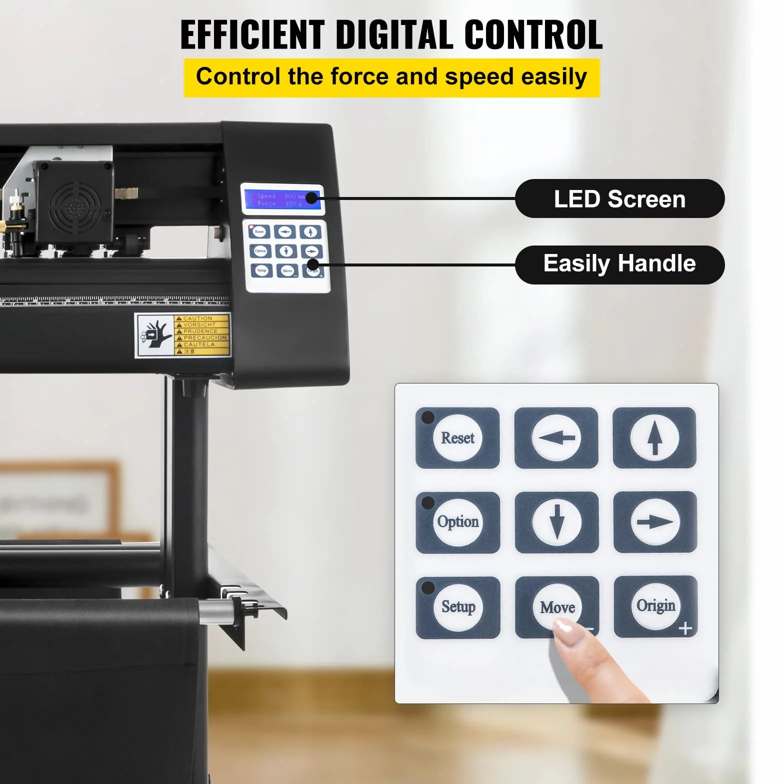 VEVOR Vinyl Schneideplotter 720 mm Folienschneider Schnittgeschwindigkeit 800 mm/s Max. Schnittstärke 3 mm LCD-Anzeige Schrittmotor Schneide Druck Plotter Halbautomatisch 19,7 kg 375mm Cutter Schwarz