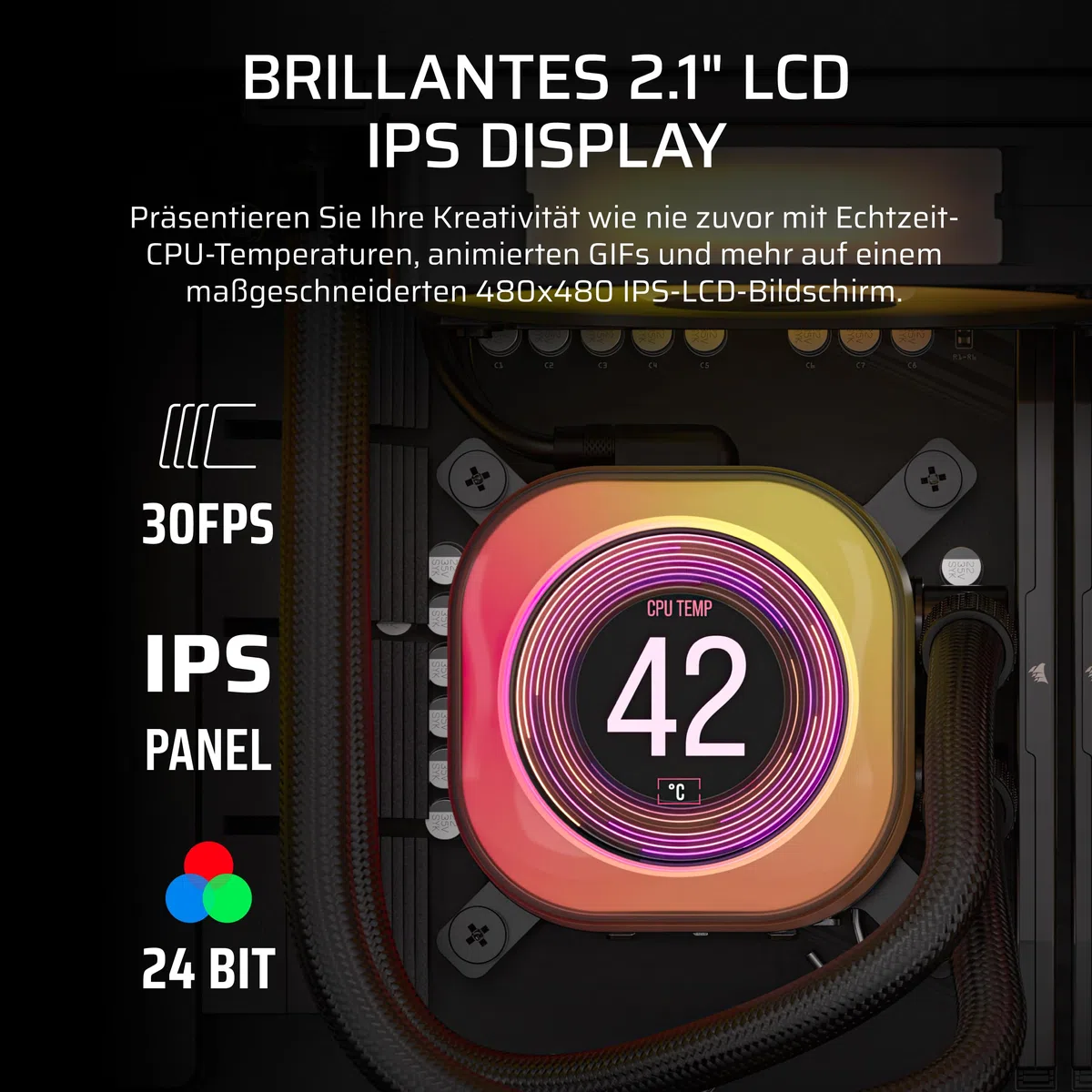 Corsair iCUE LINK Titan 360 RX LCD CPU-Flüssigkeitskühler – 360mm AIO – FlowDrive-Kühl-Engine – Intel LGA 1851/1700, AMD AM5/AM4 – 3X RX120 RGB-Lüfter – iCUE LINK-System-Hub Inbegriffen – Schwarz