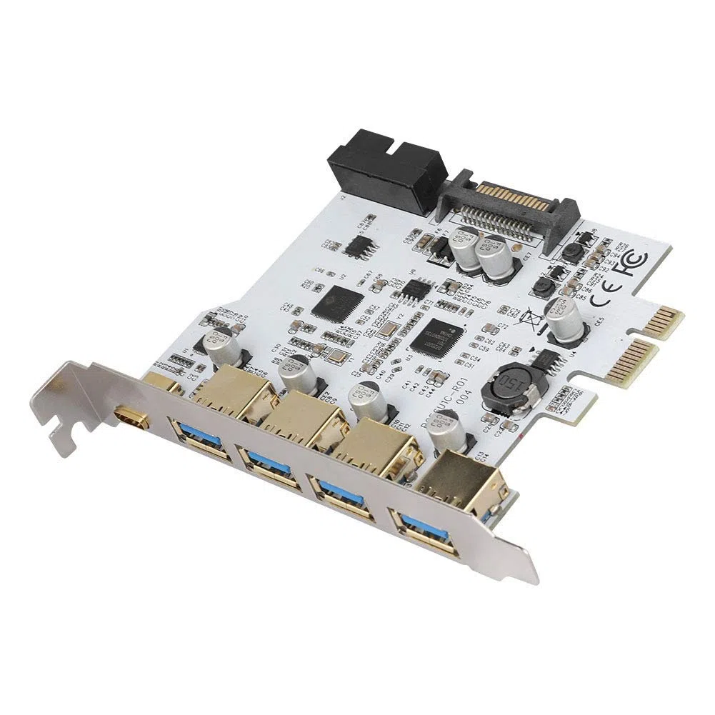 ASHATA PCI-E zu USB3.0 Type-C-Adapter mit 4 Anschlüssen Erweiterungskartensteckplatz Dual Interface Karte