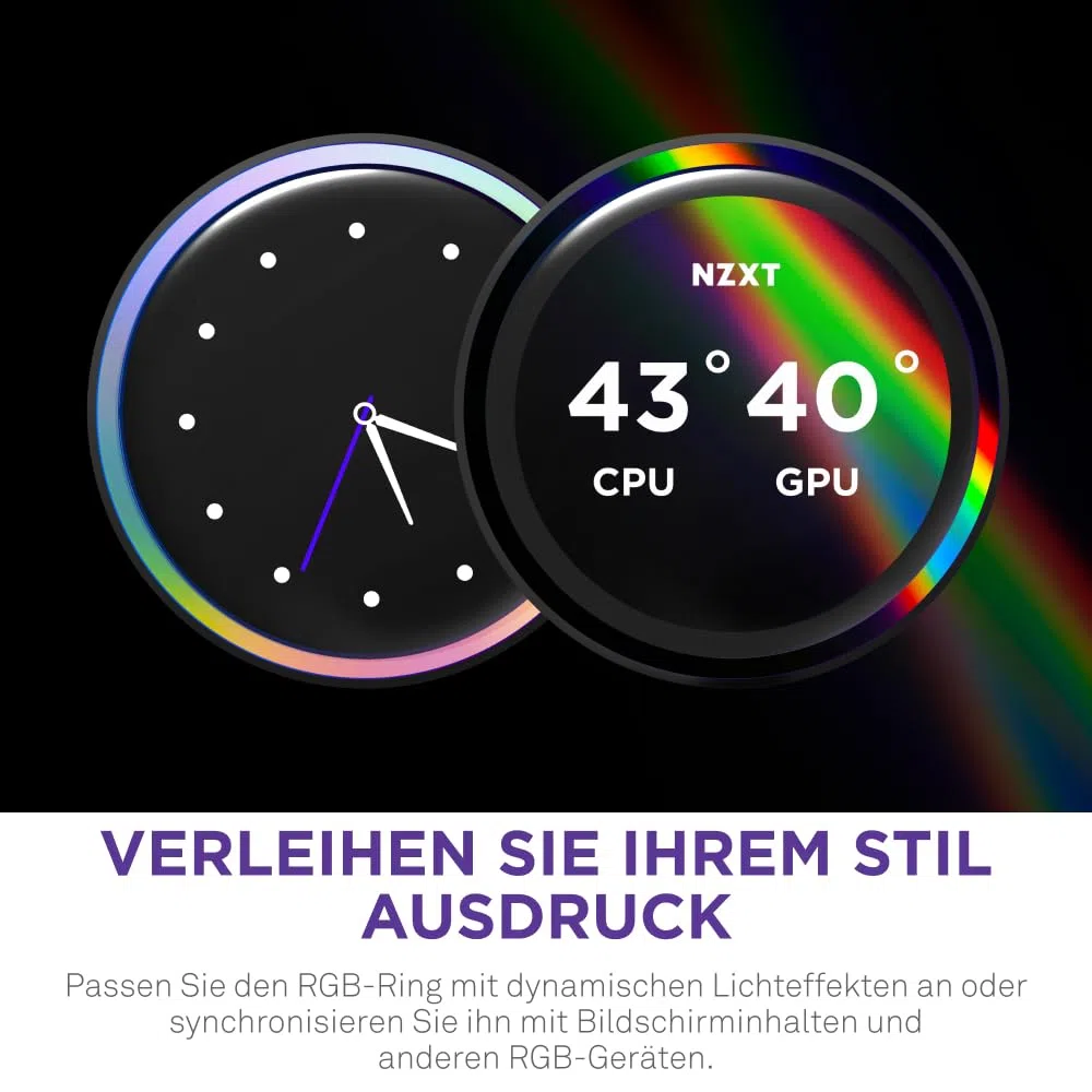 NZXT Kraken Serie – AIO CPU-Flüssigkeitskühler – Anpassbares LCD-Display – Hochleistungs-Lüfter – Kompatibel mit Intel® & AMD® Sockel – Elite 360 RGB – Schwarz
