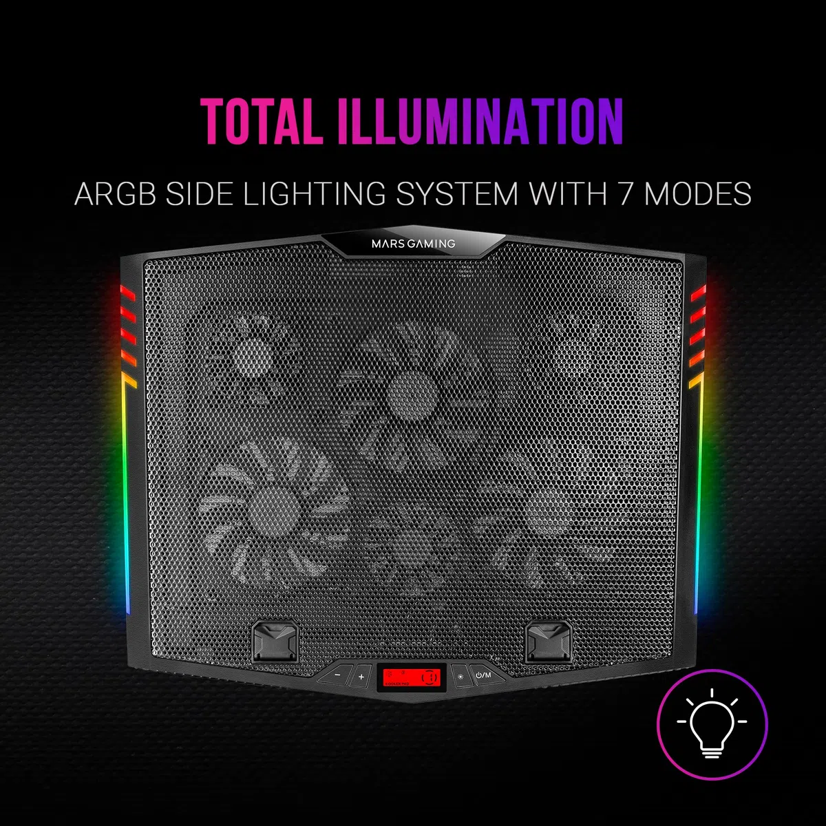 MARSGAMING MNBC5, XL Cooling Base & Stand ARGB, 6 Fans, Smartphone Holder