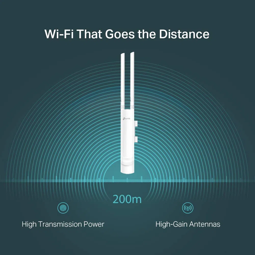 TP-Link EAP110-Outdoor Outdoor WLAN Access Point (300Mbit/s 2,4GHz, Omada SDN, unterstützen nur passives PoE, IP65 wetterfest für Außenumgebung) weiß
