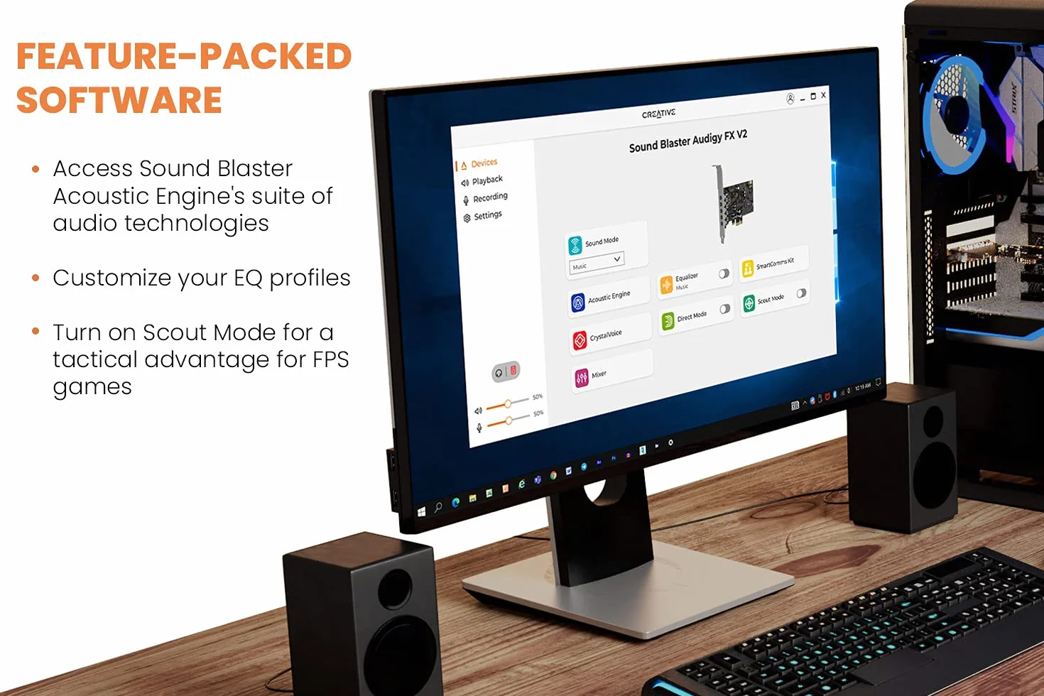 Creative Sound Blaster Audigy Fx V2 Aufrüstbare hochauflösende interne PCI-e-Soundkarte mit diskretem 5.1-Sound und virtuellem Surround, Scout Mode, SmartComms Kit für PC