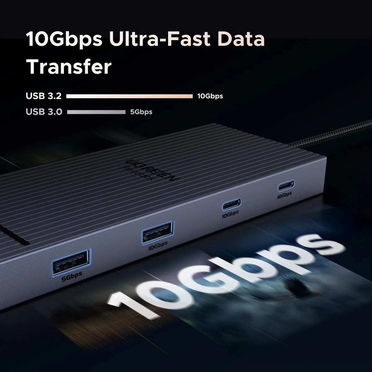 UGREEN Revodok Pro 2102 10Gbps USB C Hub 2 HDMI Ethernet Adapter USB C Docking Station Dual 4K@60Hz Display mit USB 3.2 Ports, PD 100W Schnellladen, SD/TF Kartenleser