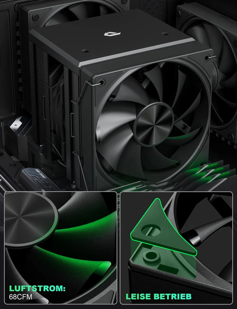 upHere gaming CPU Cooler,Dual Tower 6 Heat Pipes CPU Kühler,2 * 120MM PWM Lüfter,Ohne Entfernen des Lüfters zu Installieren den CPU Kühler,für AMD AM4 AM5/Intel 2011/2066 (X79/X99),PC Kühler,UE2K6.
