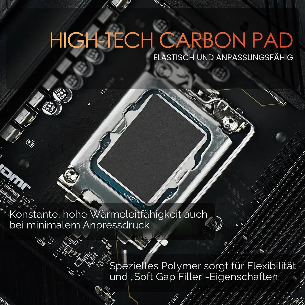 Thermal Grizzly - Carbonaut Kohlefaser Wärmeleitpad - 51x68x0,2mm - Hohe Wärmeleitfähigkeit & Sehr hohe Flexibilität, Sehr hohe Langzeitstabilität, Elektrisch leitend - Für CPU & GPU