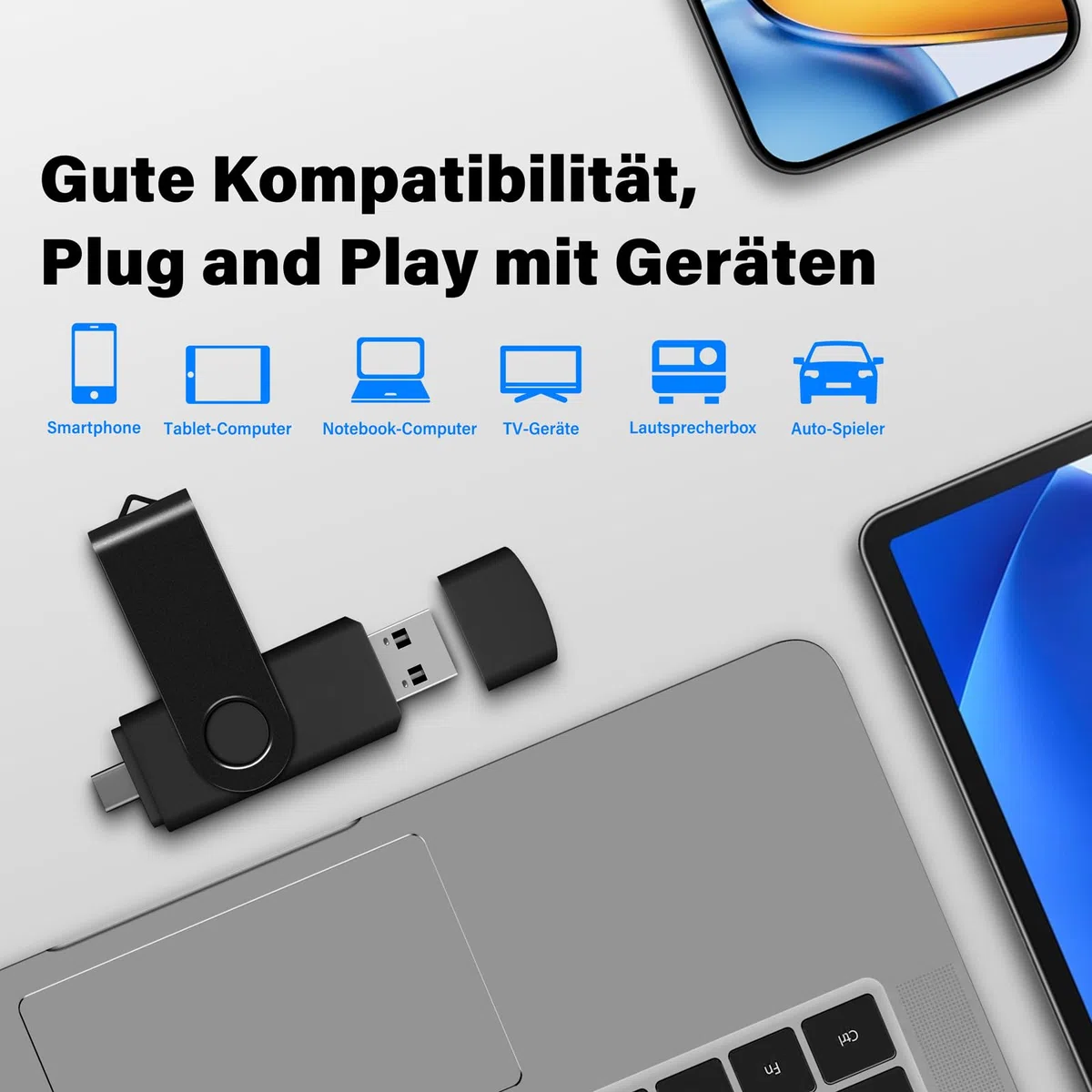 TEWENE USB C Stick 16GB 5er-Pack,USB Stick 2.0 für Phone und pad,Speicherstick für Handy 2 in 1(USB-C und USB-A),für Phone/Tablet/Android-Telefone und Computer.