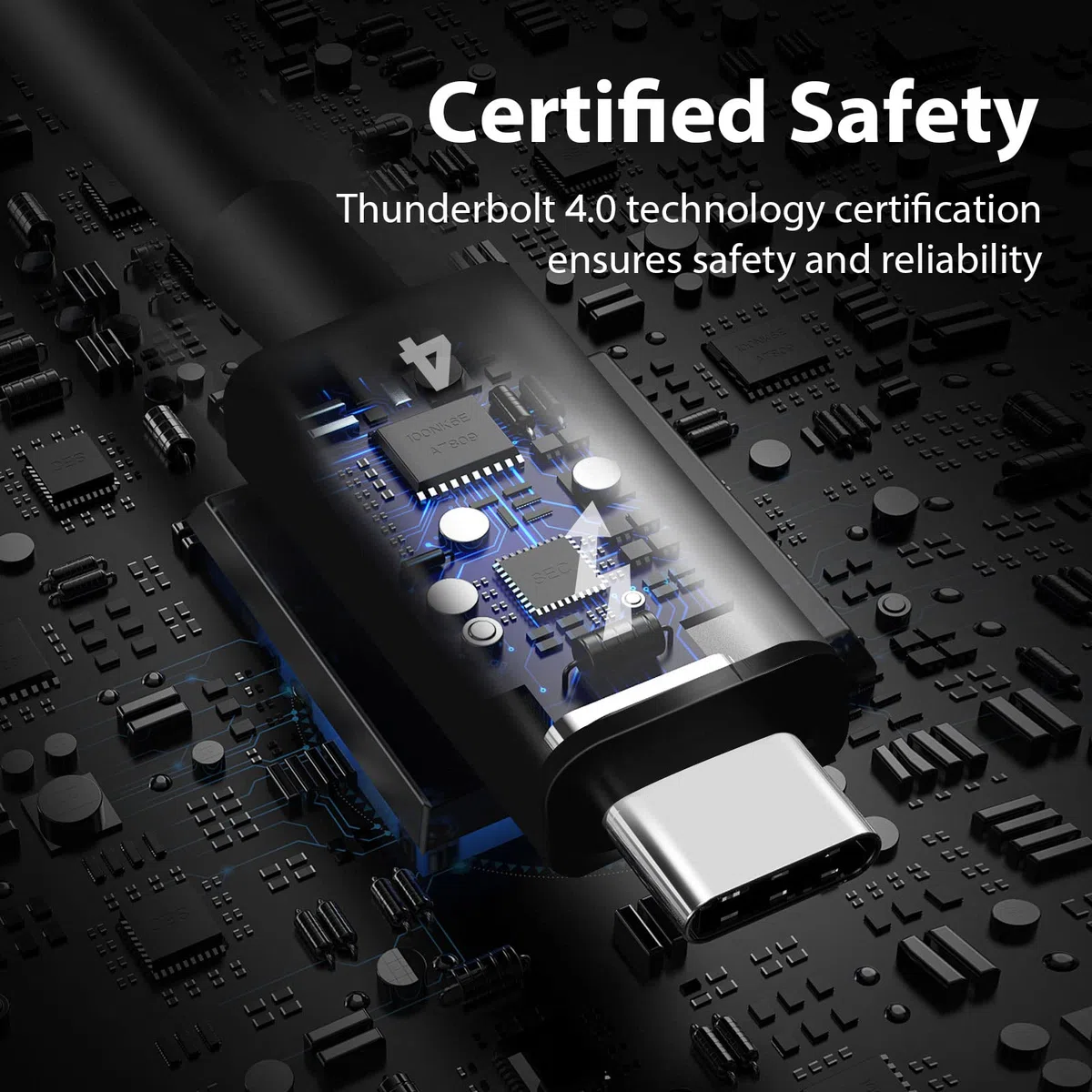 Thunderbolt 4 kompatibles USB-C Kabel (2m), 100W Laden, 40Gbps Datenübertragung, 2x 4K 60Hz Bild/Video, eGpu PCI Express
