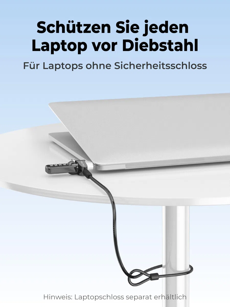 Laptop-Schlossadapter für Kensington-Schloss | Fügt jedem Laptop, einschließlich MacBook, einen Sicherheitsschlitz hinzu | Verwendung mit Standard-T-Bar-Kabelschlössern