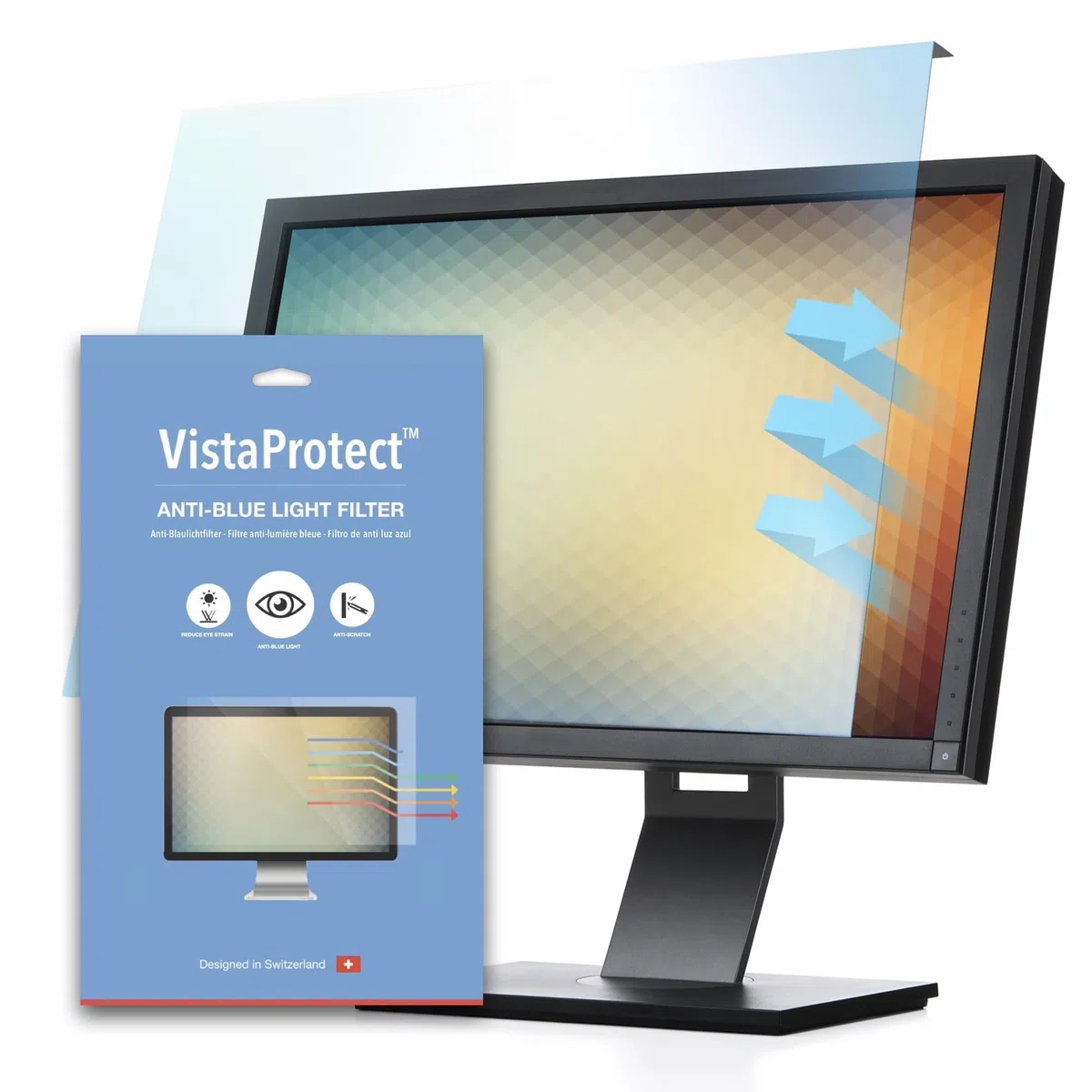 VistaProtect Premium Anti-Blaulichtfilter für Computermonitore, Abnehmbar (26" bis 27" Zoll)