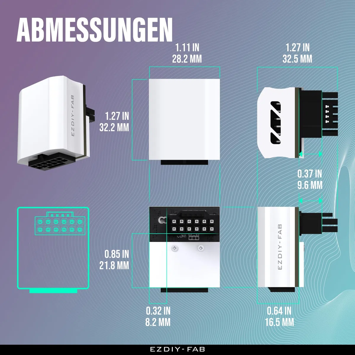 EZDIY-FAB 12VHPWR 12+4 Pin Winkelstecker Netzteil für Grafikkarte der RTX40'-Serie,Unterstützt 600W Ausgang, Kompatibel mit RTX4090,4080,4070ti -90 Grad RVS Typ-Weiß-1Pack