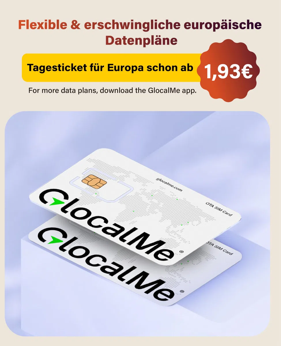 GlocalMe C4 Mobiler WLAN Router,15GB EU-Daten SIM Karte inklusive, Plug & Play, WiFi 6 Mobiler Router, 3700mAh Akku mit 14 Std. Laufzeit, bis zu 8 Geräte, Tragbares WLAN für Unterwegs ohne Vertrag