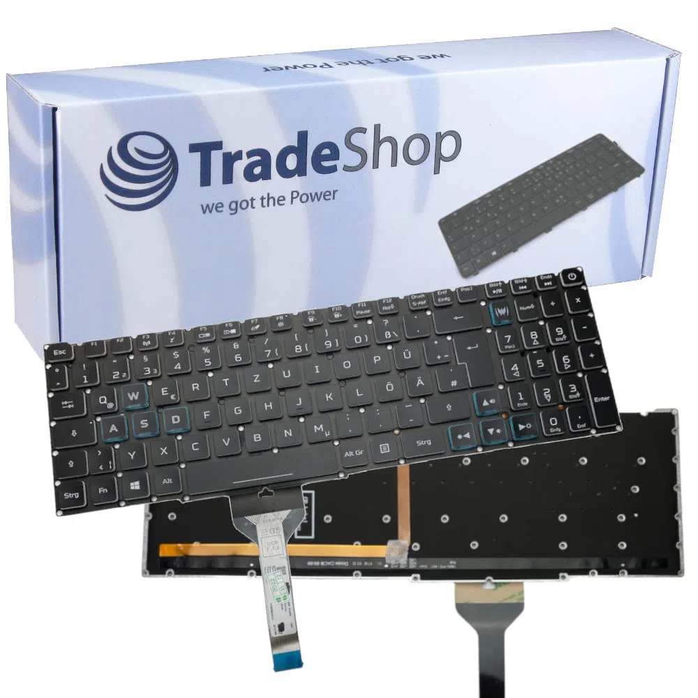 Trade-Shop Orig. Laptop Notebook Tastatur DE QWERTZ Backlight RGB kompatibel mit Acer Nitro 5 AN517-52, Predator Helios 300 PH315-52 PH315-53 PH317-53