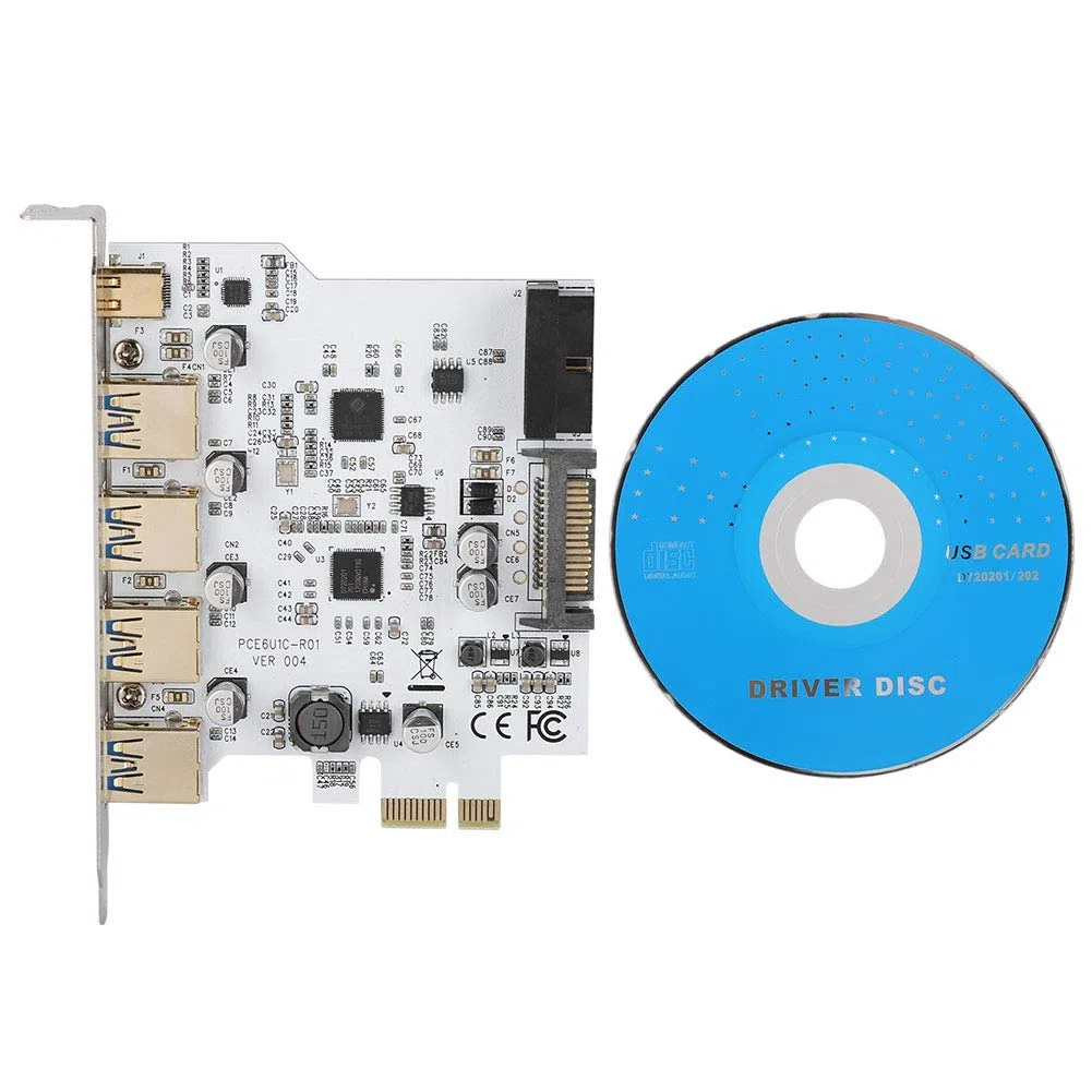 ASHATA PCI-E zu USB3.0 Type-C-Adapter mit 4 Anschlüssen Erweiterungskartensteckplatz Dual Interface Karte