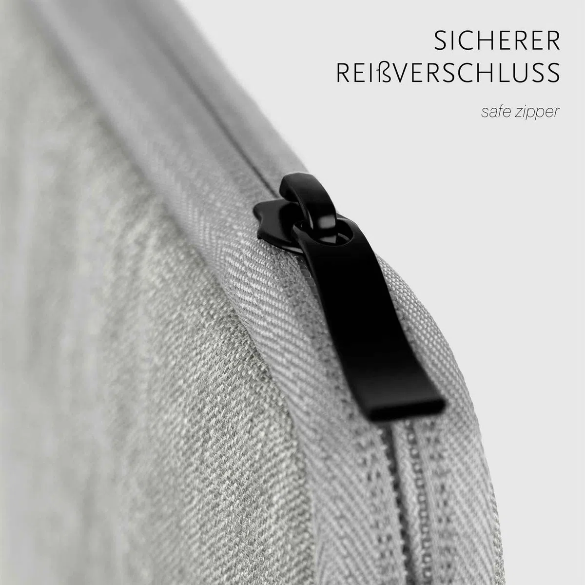 moex Dash Case für MacBook Air M4 (13 Zoll) Tasche mit Reißverschluss und Fach für Zubehör, Sleeve Laptop Hülle weich Gepolstert, Schutzhülle Minimalistisch Laptoptasche, Grau