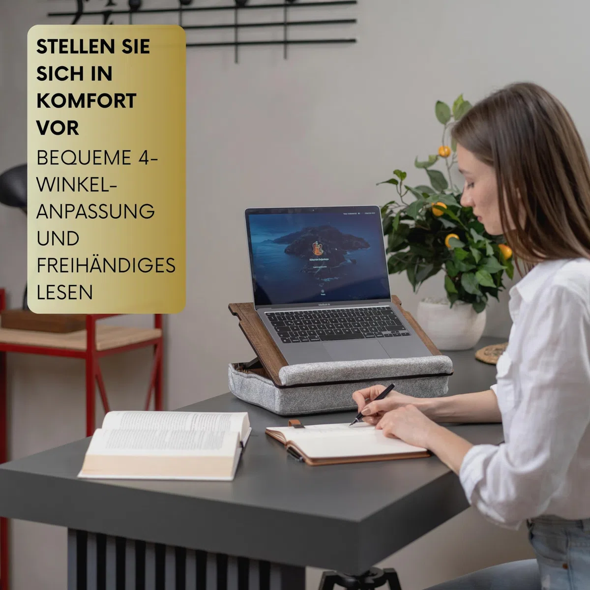 Vigo Wood Laptopkissen - Laptray mit Kissen, Laptop Tisch für Sofa, Lap Desk , Verstellbarer Ständer für Bett, , Tray (Walnuss)