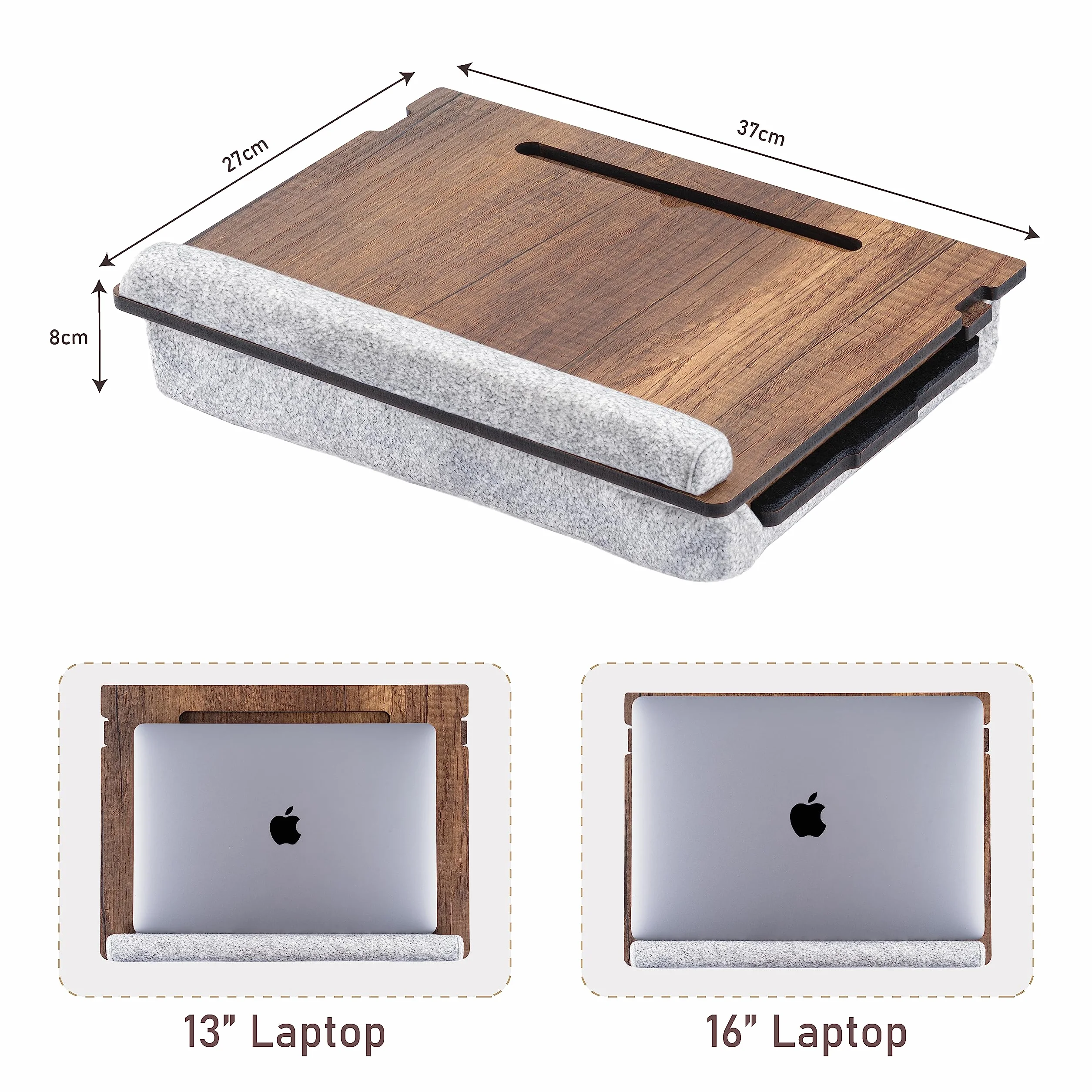 Vigo Wood Laptopkissen - Laptray mit Kissen, Laptop Tisch für Sofa, Lap Desk , Verstellbarer Ständer für Bett, , Tray (Walnuss)