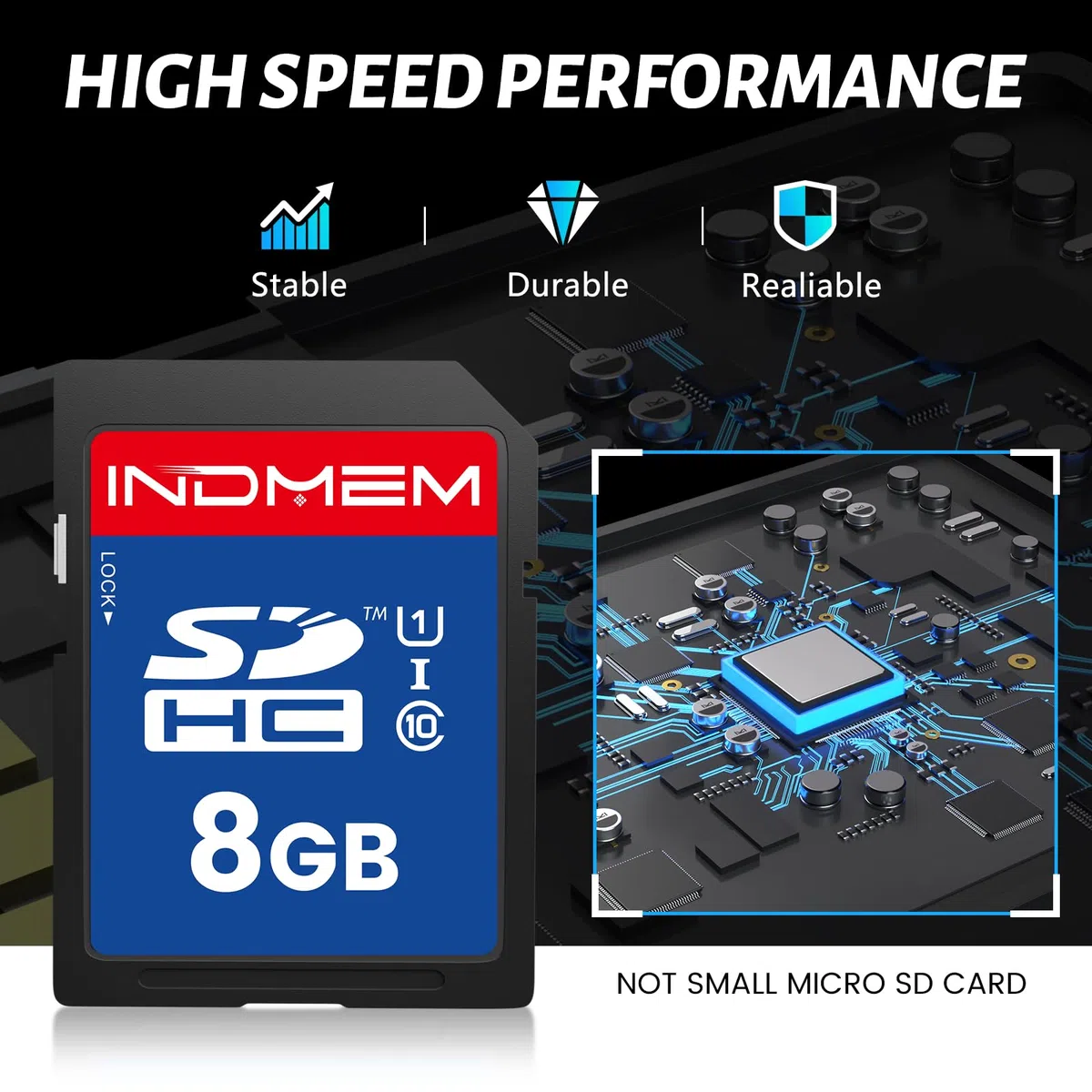 SD Card 8GB, SD Memory Card 8GB UHS-I SDHC U1 Class 10, High Speed Card for Digital Camera, Computer, Trail Camera 5 Packs