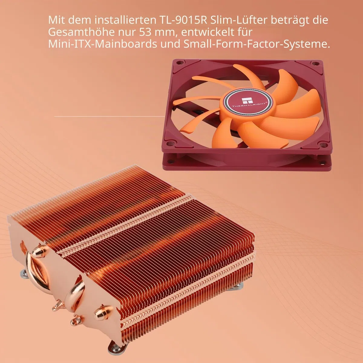 TR AXP90-X53 Luftkühler für CPU ITX Low Profile Höhe 53mm PWM Lüfter TL-9015R AGHP Technologie für AMD AM4 AM5/Intel 1700/1150/1151/1155/1156/1200 (Pure Copper Version)