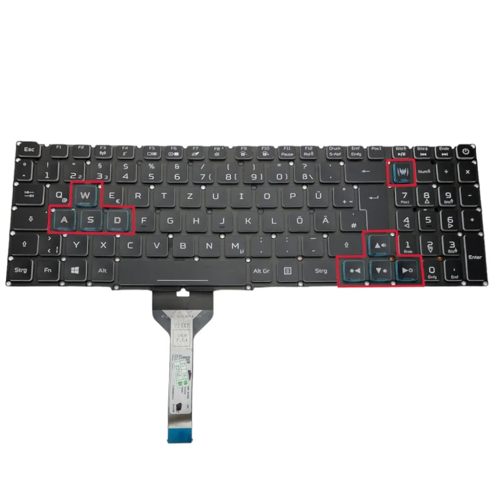 Trade-Shop Orig. Laptop Notebook Tastatur DE QWERTZ Backlight RGB kompatibel mit Acer Nitro 5 AN517-52, Predator Helios 300 PH315-52 PH315-53 PH317-53