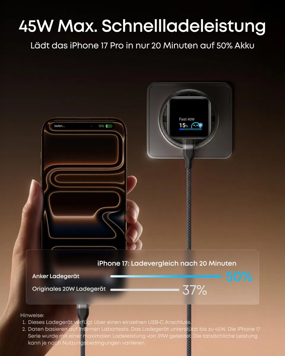 Anker 240W USB C Kabel [2 Stück 1,8m]+Anker 45W USB C Ladegerät