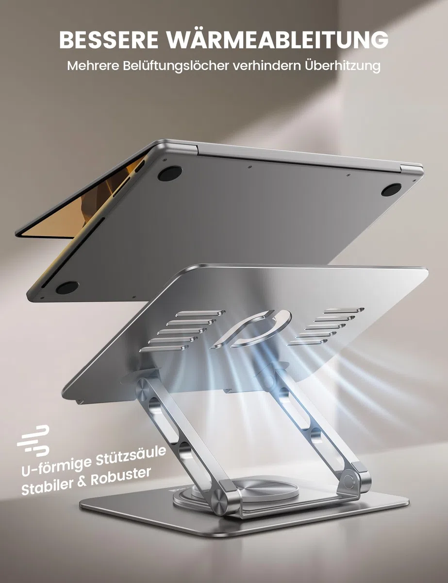 Lamicall Laptop Ständer, Verstellbarer Laptopständer - [360° Drehbar] Faltbarer Alu Notebook Ständer für Schreibtisch, Universale Ergonomische Laptop Stand Halterung für MacBook Pro Air Neo, 10-17,3"