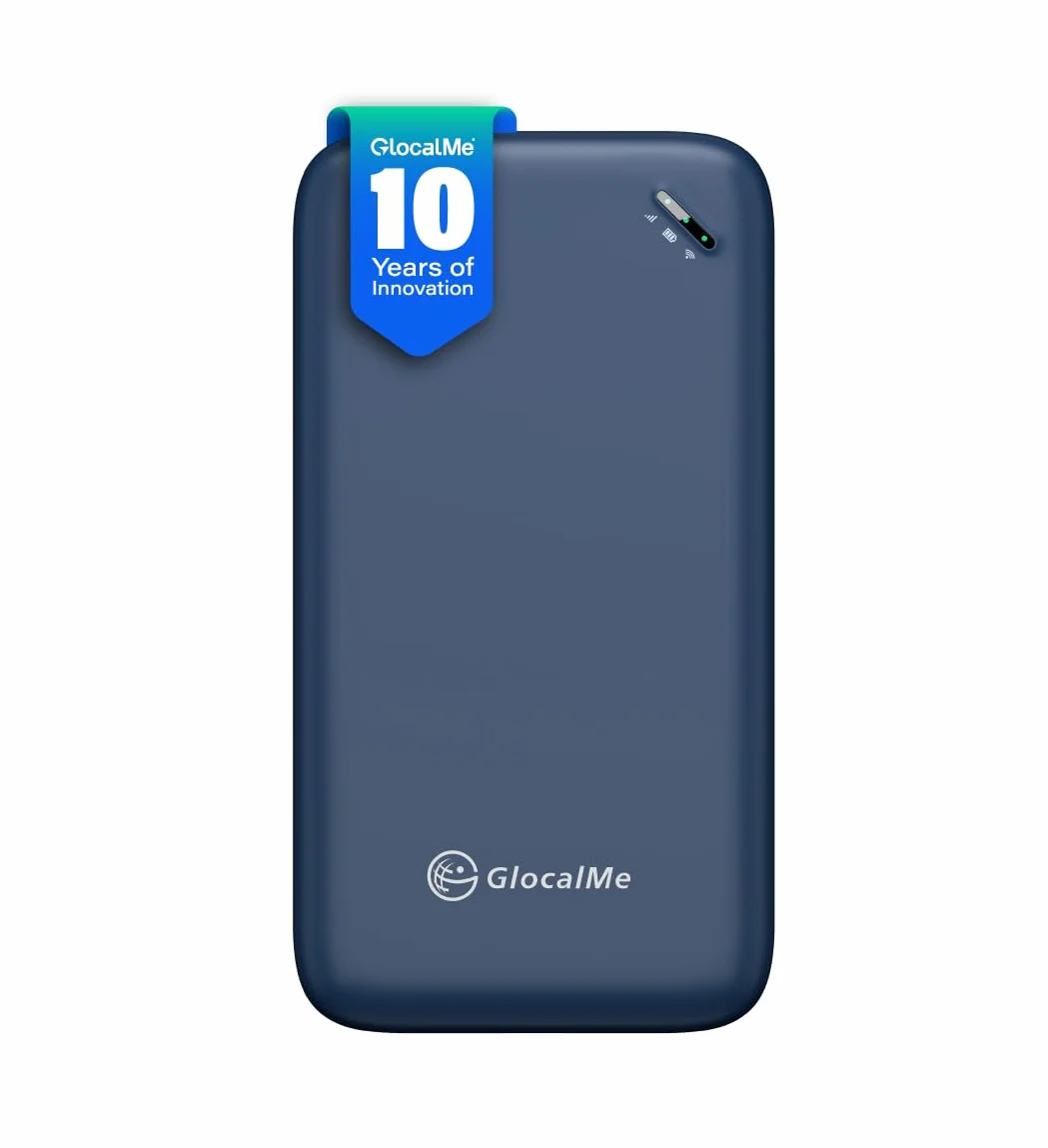 GlocalMe UPP 4G Mobiler WLAN Router, Keine SIM-Karte nötig, Keine Roaminggebühren, MiFi Geräte mit 1GB globalen Daten,Tragbarer WLAN-Router mit nur 113g (Blau)