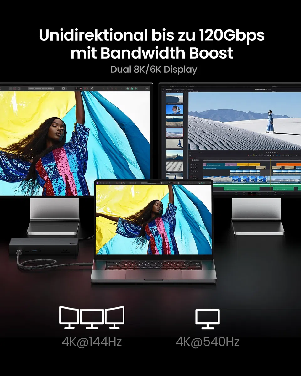 Silkland Intel-Zertifiziert 80Gbps Thunderbolt 5 Kabel 1M Prime Geflochten, bis zu 120Gbps mit Bandwidth Boost, Dual 8K/6K, 240W Schnellladen, Kompatibel mit Thunderbolt 4/3, USB4, MacBook M4 Pro, SSD