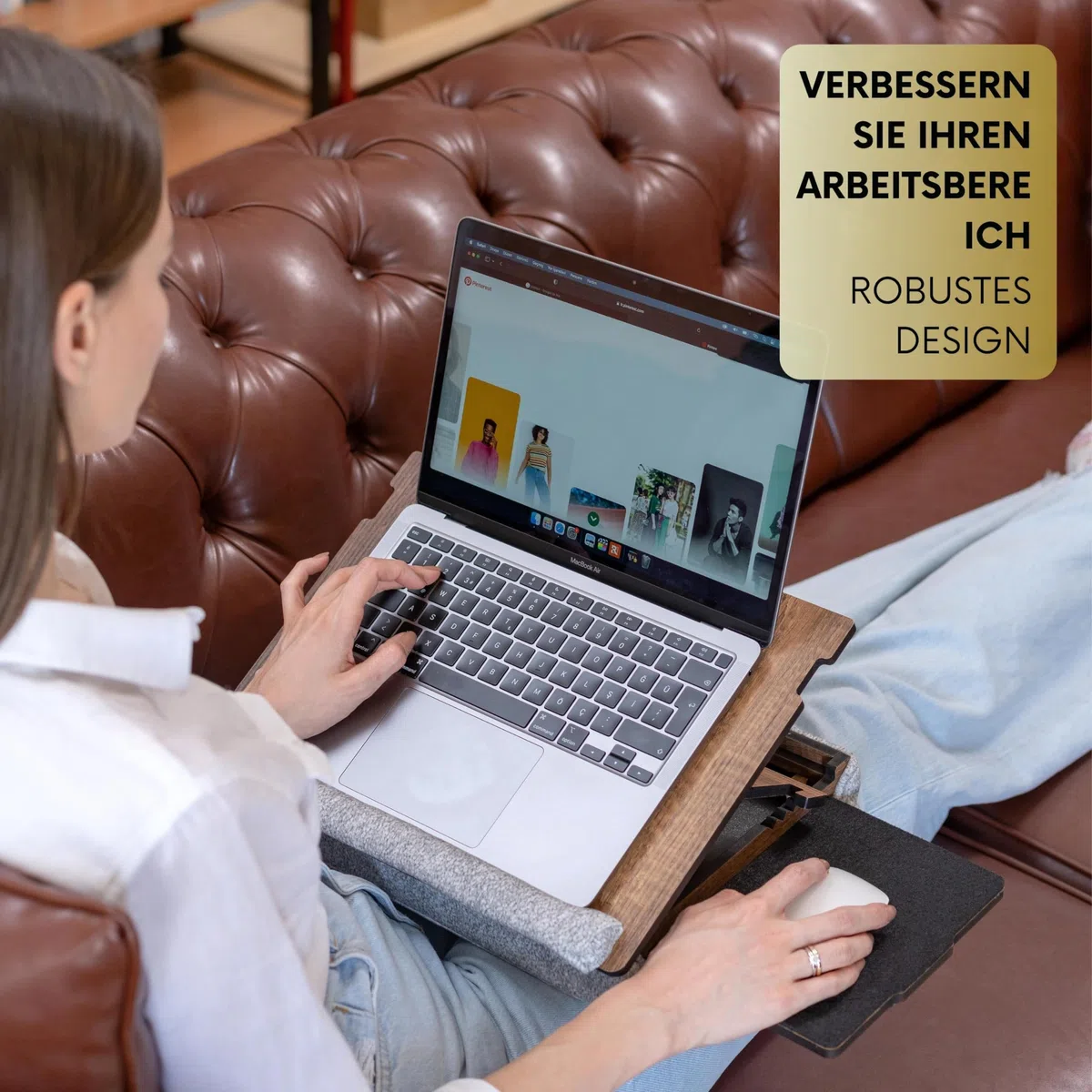 Vigo Wood Laptopkissen - Laptray mit Kissen, Laptop Tisch für Sofa, Lap Desk , Verstellbarer Ständer für Bett, , Tray (Walnuss)