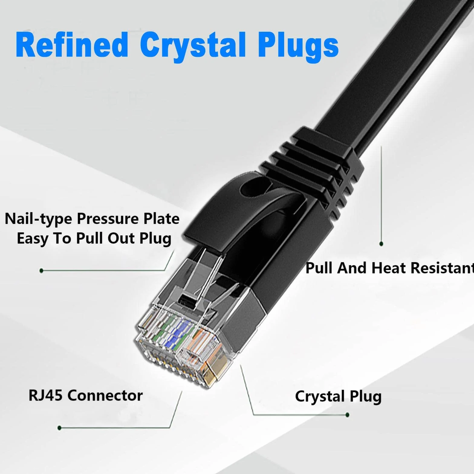 50m LAN Kabel Outdoor Indoor, Cat 6 Netzwerkkabel 50 Meter RJ45 Flach Ethernet Kabel High Speed Wlan Kabel Schwarz Lankabelverlaengerung 50m Internetkabel für Modem Switch