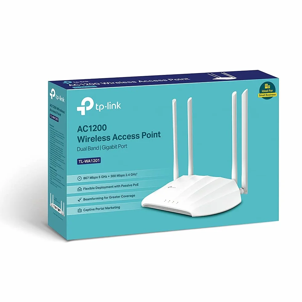 TP-Link TL-WA1201 WLAN Dualband Access Point 1267Mbit/s (867Mbit/s 5GHz + 400Mbit/s 2,4GH, Unterstützt Passive PoE, 4 fixierte Antennen) weiß