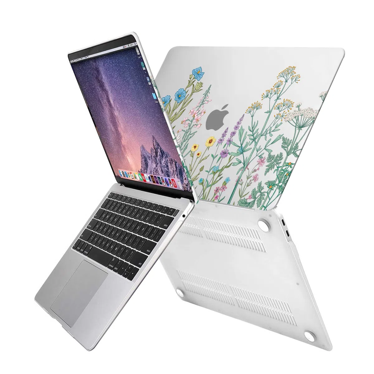 MOSISO Hülle Case Kompatibel mit MacBook Air 13 Zoll 2021 2020 2019 2018 A2337 M1 A2179 A1932 Retina Display, Plastik Lebendige Blume Hartschale&Tastaturschutz&Displayschutzfolie,Transparent