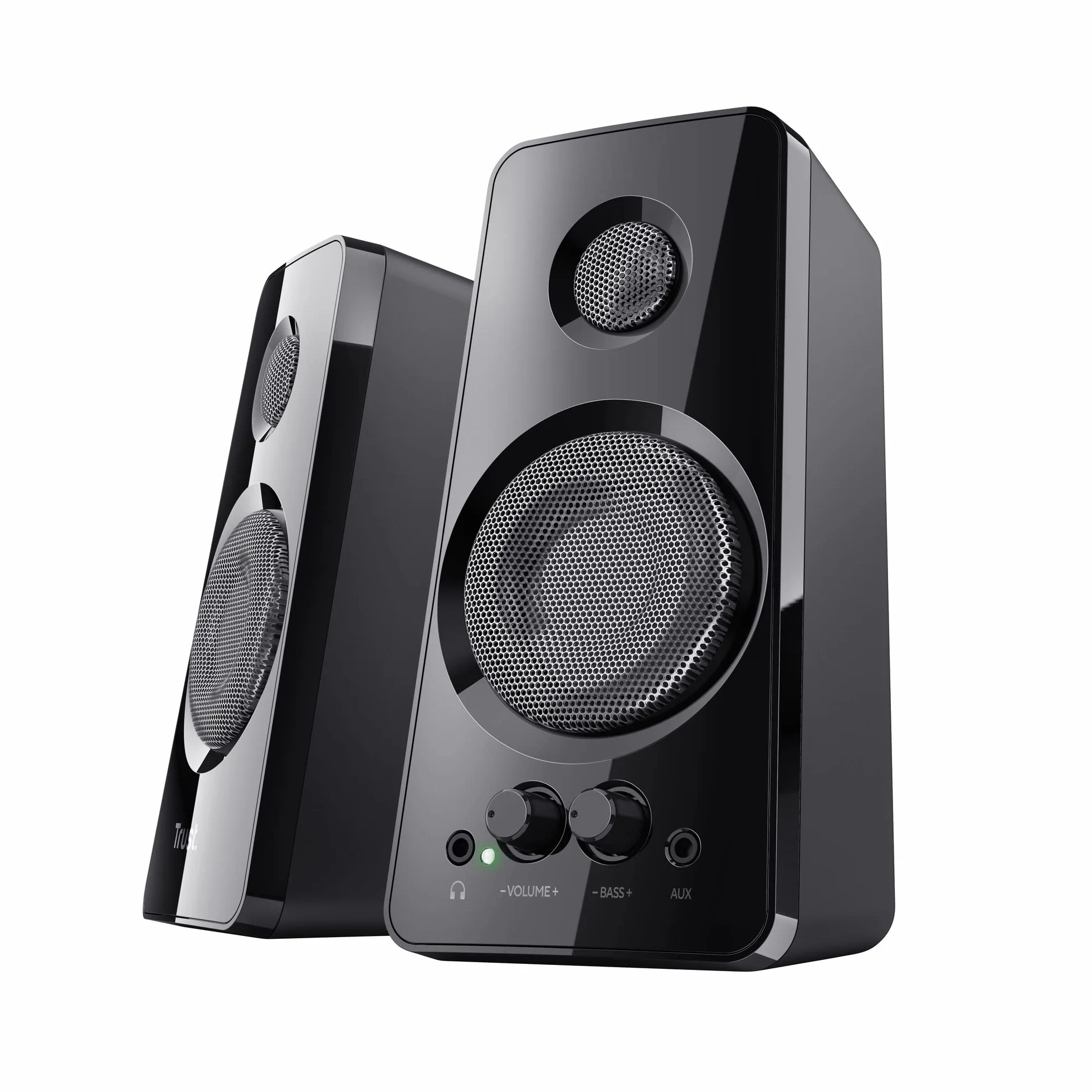 Trust Tytan 2.0 Lautsprecherset, 36 W (18 W RMS), Computer Boxen, Lautstärke- und Bassregler, Kopfhöreranschluss, USB-Betrieb PC Lautsprecher für Laptop, Smartphone, Tablet - Schwarz