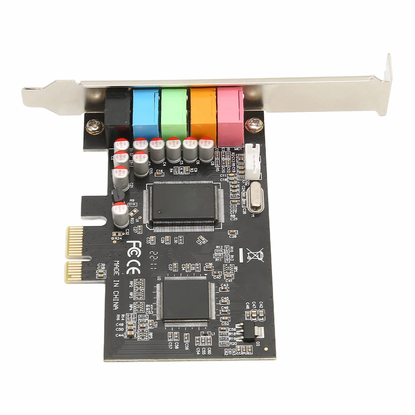 PCIE 5. Soundkarte – 6-Kanal-Surround-Sound-Wiedergabe und -, Interne 24-Bit-48-kHz-Soundkarte für PC, Hochwertiges Computerzubehör, PCI Expr.-Anschluss