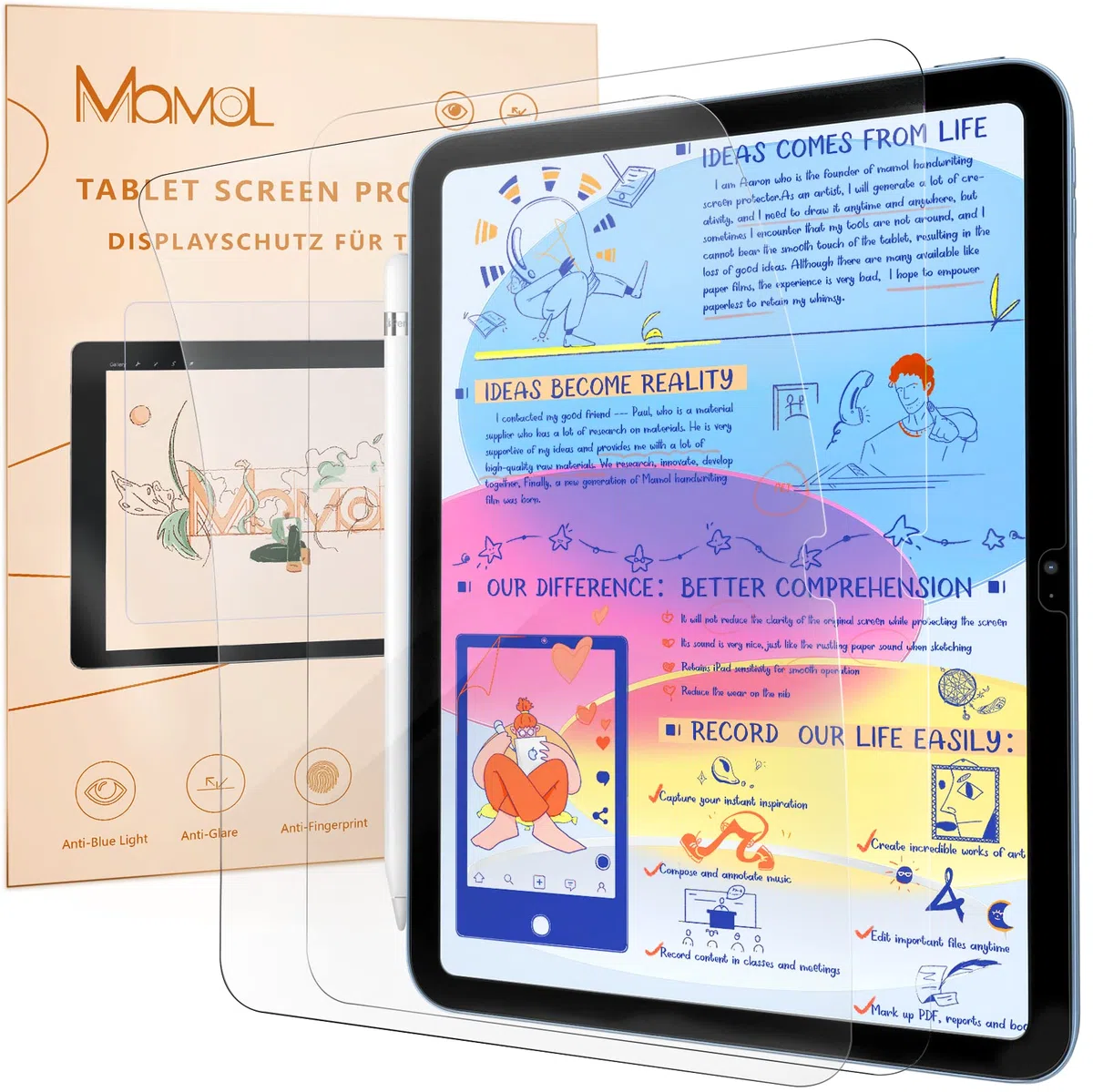 2 Stück Papier Schutzfolie für iPad 11. Gen. (A16) 11 Zoll 2025 & iPad 10. Gen 10,9 Zoll 2022, Matte Paper Folie Blendfreiem Displayschutz zum Zeichnen, Schreiben und Notizen Machen Screen Protector