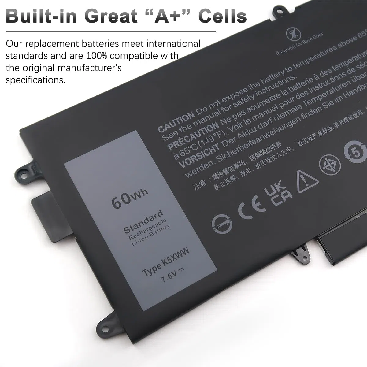60Wh K5XWW 71TG4 Laptop Akku Kompatibel mit Dell Latitude 7390 2-in-1, Latitude 5289 2-in-1, Latitude 7389 2-in-1, Latitude L3180 Series P29S001 P29S002 725KY N18GG 6CYH6 7.6V