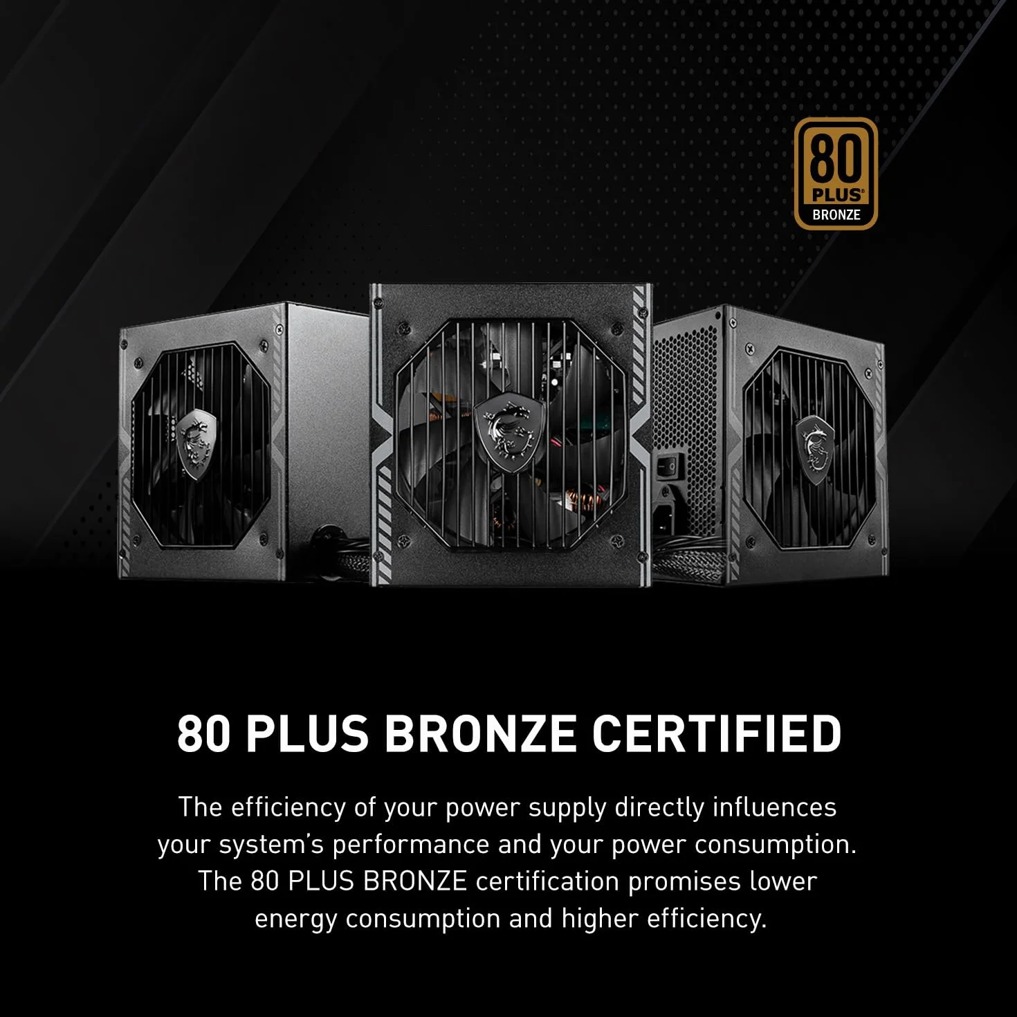 MSI MAG A650BN Netzteil, EU-Stecker - 650W, 80 Plus Bronze Zertifiziert, ATX-Netzteil, 12V Single-Rail, DC/DC-Spannungswandler-Design, 120mm Lüfter - 5 Jahre Garantie