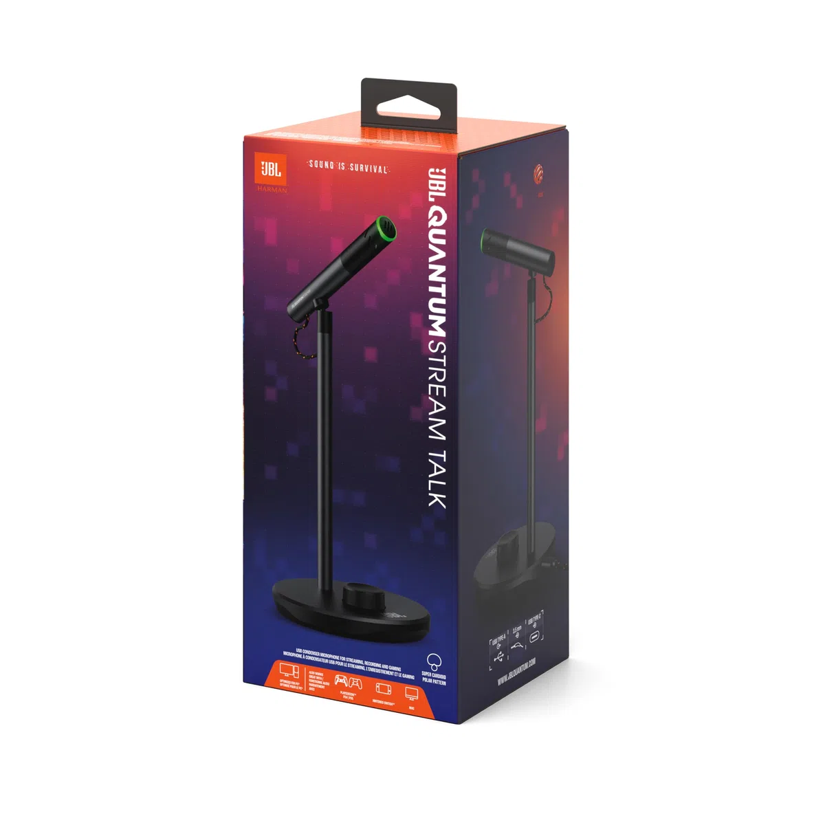 JBL Quantum Stream Talk – USB-Mikrofon mit einfachem Kondensator und super-kardioidem Aufnahmemuster für Streaming, Aufnahmen und Gaming – Schwarz