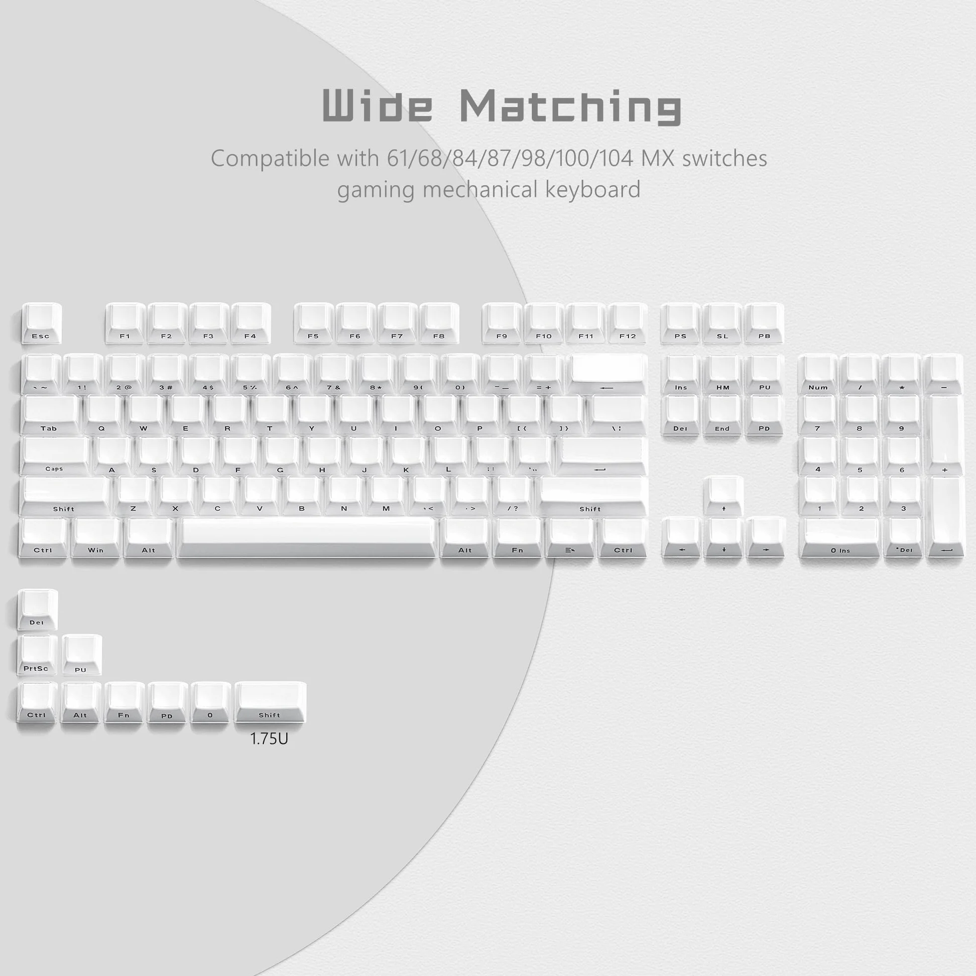 Womier Keycaps – Crystal Jelly Keycaps für 60, 65, 75, 100% Tastaturen, Bedruckte Tastenkappen, 113-Tasten-OEM-Profil für 61/68/84/87/98/100 Cherry Gateron MX mechanische Tastaturen, Weiß