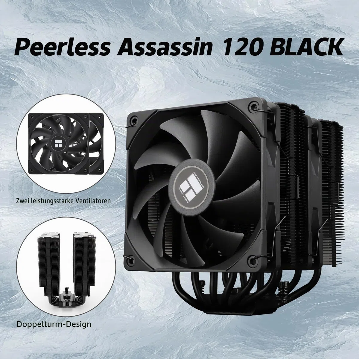 TR Peerless Assassin 120 Black CPU-Luftkühler, 6 Heatpipes, Dual TL-C12B 120mm PWM Lüfter, AGHP-Technologie, für AMD AM4 AM5,Intel 1700/1150/1155/1200/2011