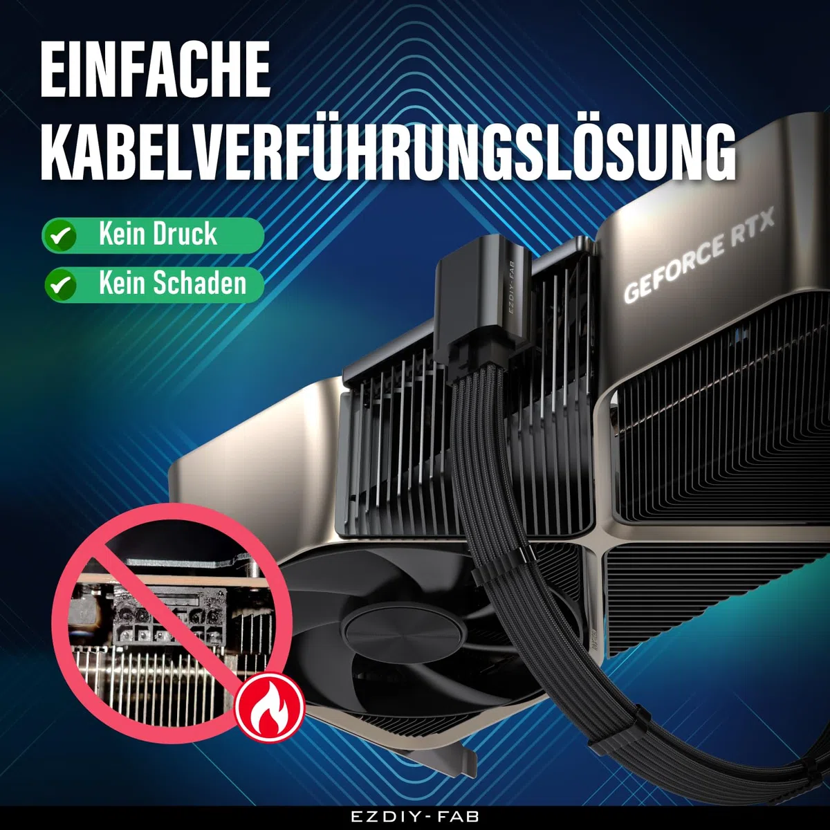 EZDIY-FAB 12VHPWR 12+4 Pin Winkelstecker Netzteil für Grafikkarte der RTX40'-Serie,Unterstützt 600W Ausgang, Kompatibel mit RTX4090,4080,4070ti -90 Grad RVS Typ-Schwarz-1Pack